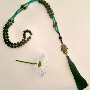Boho Abundance & Luck Hamsa hand MALA Necklace